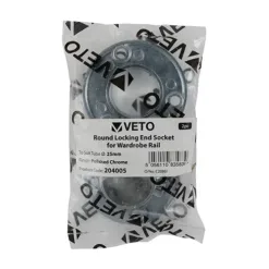 Alternative view of Locking End Socket For Round Tube Polished Chrome - 25mm