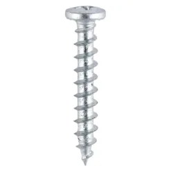 Window Fabrication Screws Friction Stay Shallow Pan with Serrations PH Single Thread Gimlet Point Zinc - 4.8 x 25