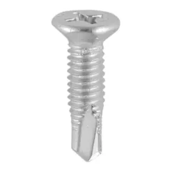 Window Fabrication Screws Countersunk Facet PH Metric Thread Self-Drilling Point Martensitic Stainless Steel & Silver Organic - M4 x 16