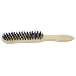 Wooden Handle Wire Brush SS - 3 Rows