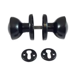 Plastic Rim / Mortice Knob Set Black - 50mm