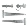 Side Gate Kit Medium Tee Hinges Ring Latch & Brenton Padbolt Hot Dipped Galvanised - 18"
