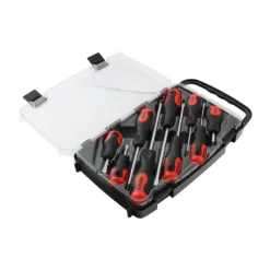 Screwdriver Set, Slotted and Phillips Screwdrivers with Magnetic Tips, Ergonomic Anti-Slip Handles in a Hard Carry Case - 9 Pieces
