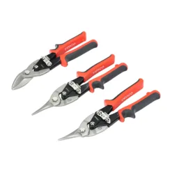 Aviation Snips Set, 3 Piece Set Containing Left, Right and Straight Cutting Snips with Ergonomic Moulded Handles - 10" / 250mm