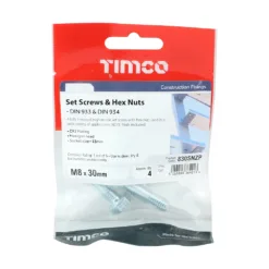 Alternative view of Set Screws DIN933 Grade 8.8 & Hex Nut DIN934 Silver - M8 x 30