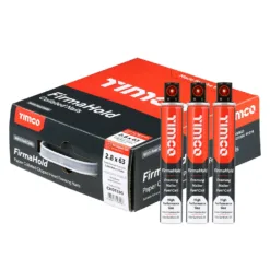 FirmaHold Collated Clipped Head Ring Shank Hot Dipped Galvanised Nails & Fuel Cells - 2.8 x 63/3CFC