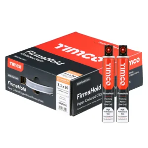 FirmaHold Collated Clipped Head Plain Shank Firmagalv+ Nails & Fuel Cells - 3.1 x 90/2CFC