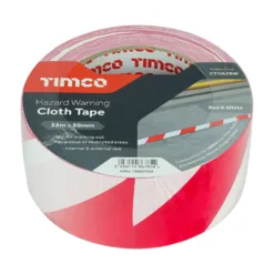 Alternative view of Hazard Warning Cloth Tape Red and White - 33m x 50mm