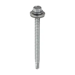 Self-Drilling Light Section Screws Exterior Silver with EPDM Washer - 5.5 x 70