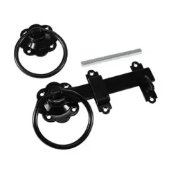 Ring Gate Latch Plain Black - 6"