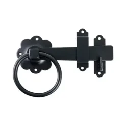 Ring Gate Latch Plain Black - 6"