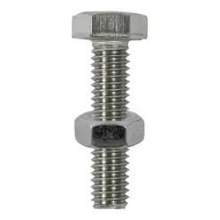 Set Screws DIN933 Hex & Nut DIN934 Silver A2 Stainless Steel - M12 x 30