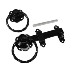 Ring Gate Latch Twisted Black - 6"