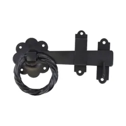 Ring Gate Latch Twisted Black - 6"