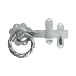 Ring Gate Latch Twisted Hot Dipped Galvanised - 6"