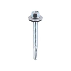 Self-Drilling Heavy Section Silver Screws with EPDM Washer - 5.5 x 55