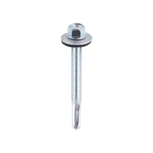 Self-Drilling Heavy Section Silver Screws with EPDM Washer - 5.5 x 55